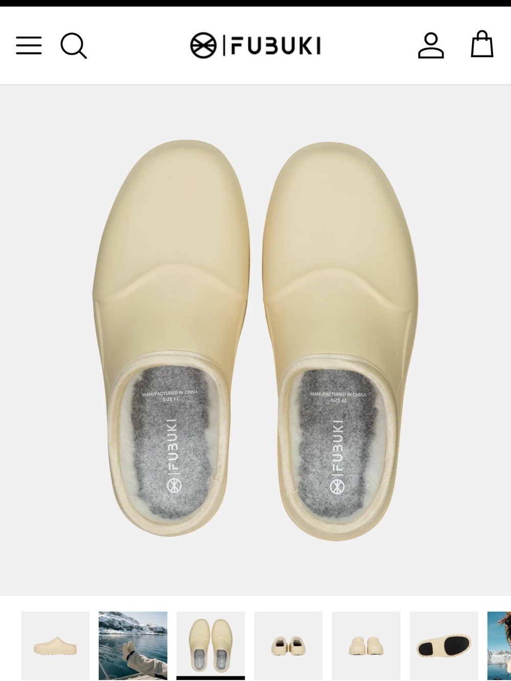 Fubuki Cream Slip-On Clog Mules
